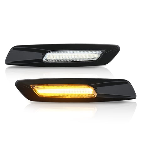 AJP Distributors Black Finish Clear Lens Amber Sequential LED Side Marker Turn Signal Lights Lamps Set Compatible/Replacement For BMW E60 E61 E82 E88 E90 E91 E92 E93 2004 2005 2006 2007 2008 2009 2010