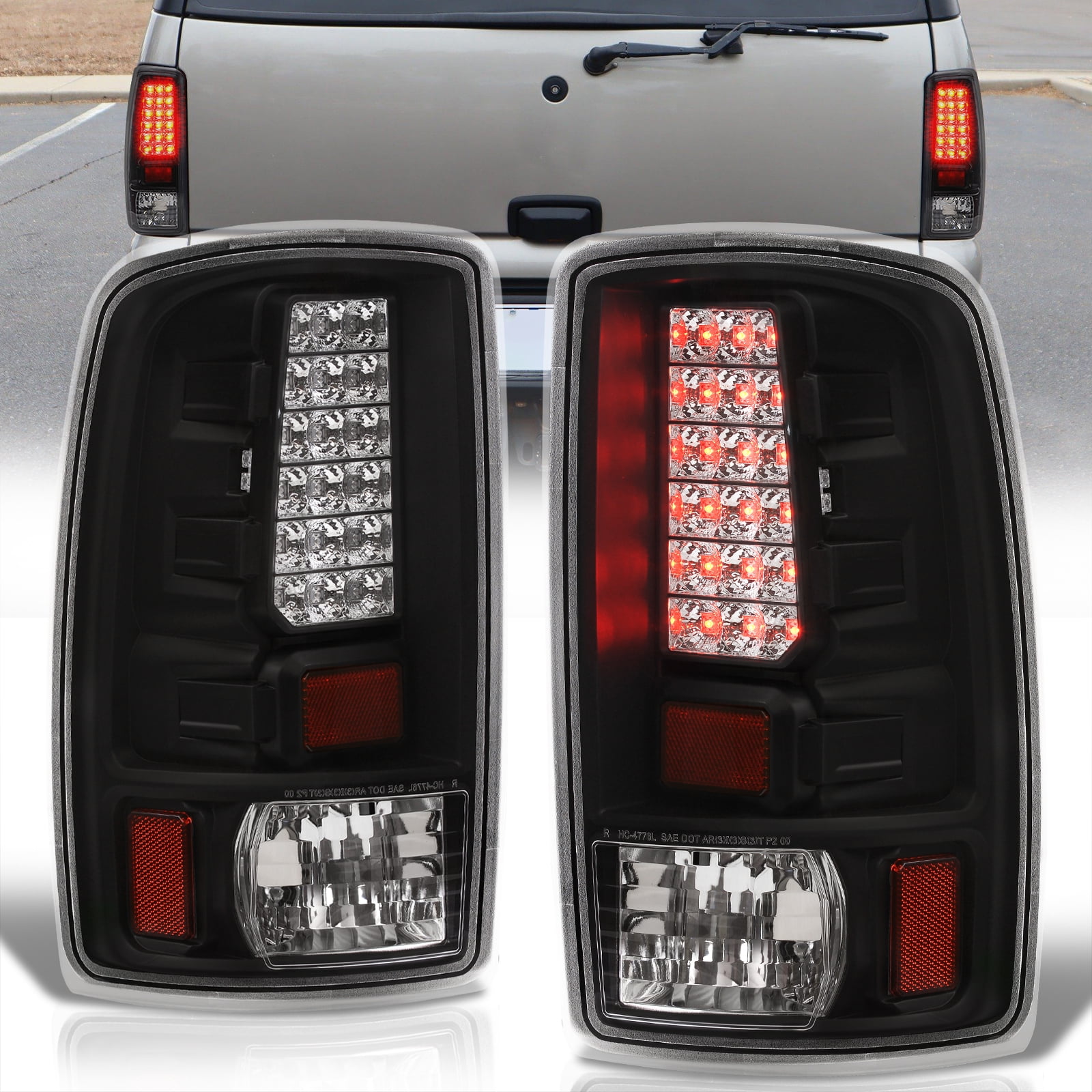 Ajp Distributors Black Housing Clear Led Tail Lights Brake Stop Lamps Set Compatiblereplacement 6260