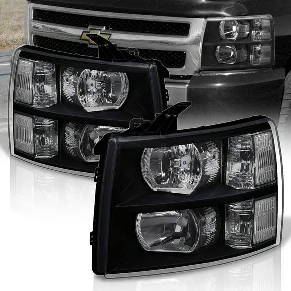 AJP Distributors Black Housing Clear Len Headlights Driving Signal Bumper Lamps Set Compatible/Replacement For Chevrolet Chevy Silverado 2007 2008 2009 2010 2011 2012 2013 2014 07 08 09 10 11 12 13 14