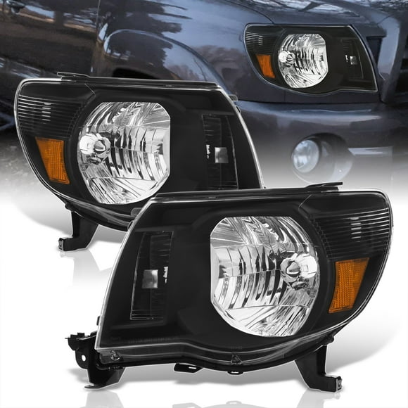 AJP Distributors Black Housing Clear Lens Amber Reflector Signal Headlights Driving Bumper Lamps LH RH Compatible/Replacement For Toyota Tacoma 2005 2006 2007 2008 2009 2010 2011 05 06 07 08 09 10 11