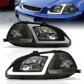 AJP Distributors Black Housing Clear Lens Corner LED DRL Driving Head Lights Bumper Turn Signal Lamps Assembly Left+Right Compatible/Replacement For Honda Civic EK EJ EM JDM EX LX DX Si 1996 1997 1998