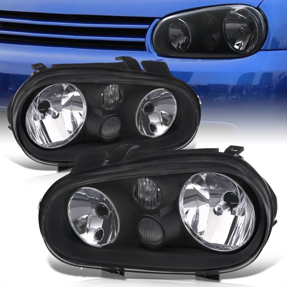 AJP Distributors Black Housing Clear Lens Reflector Signal Head Lights Bumper Lamps Assembly Pair Set Compatible/Replacement For Volkswagen Golf GTI Cabrio MK4 1999 2000 2001 2002 2003 2004 2005 2006