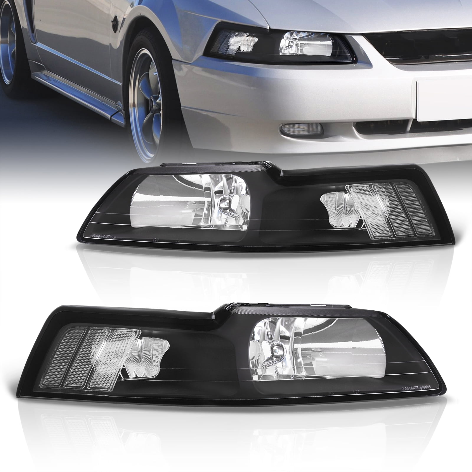 AJP Distributors Black Housing Clear Reflectors Signal Headlights