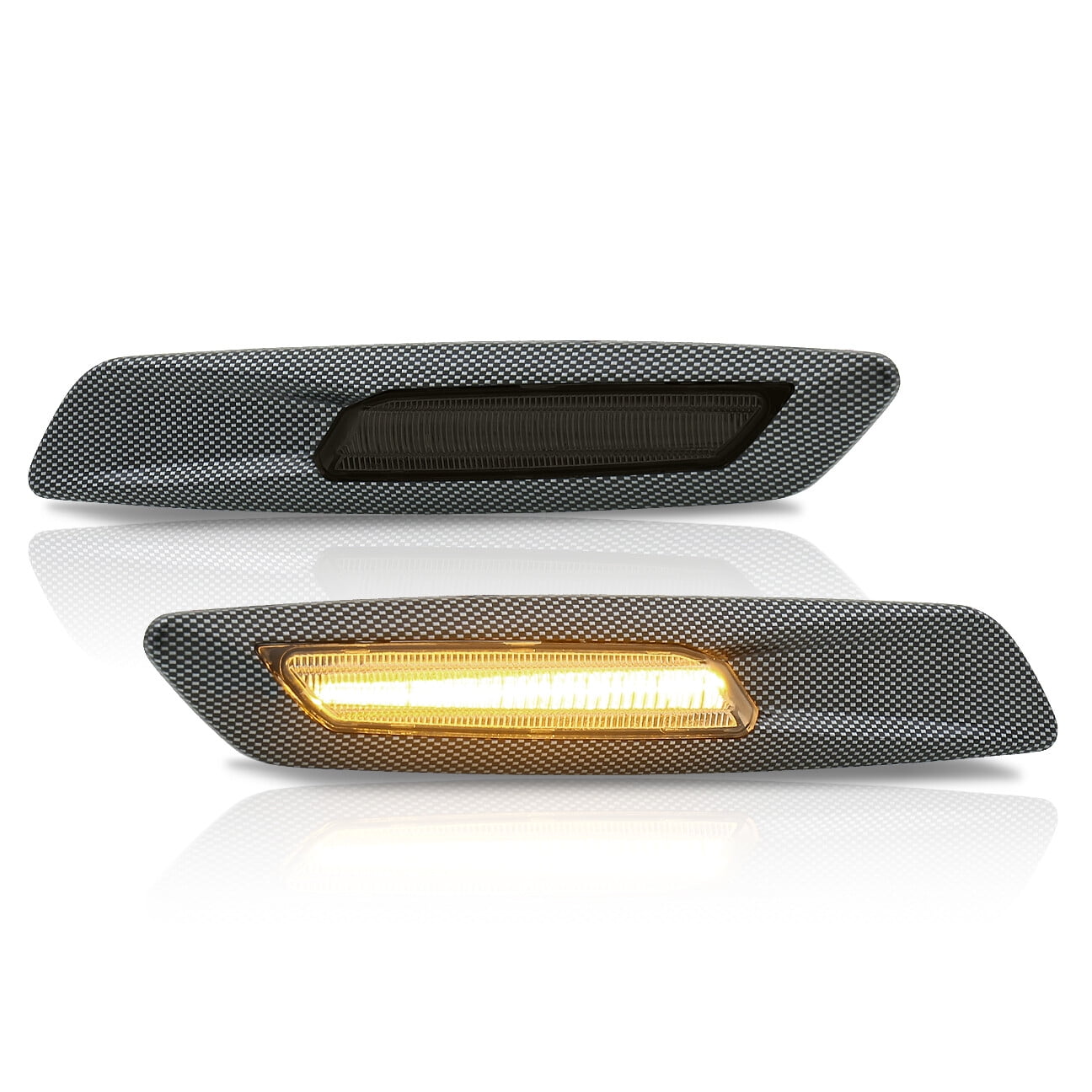 AJP Distributors Carbon Finish Smoked Lens Amber Sequential LED Side ...