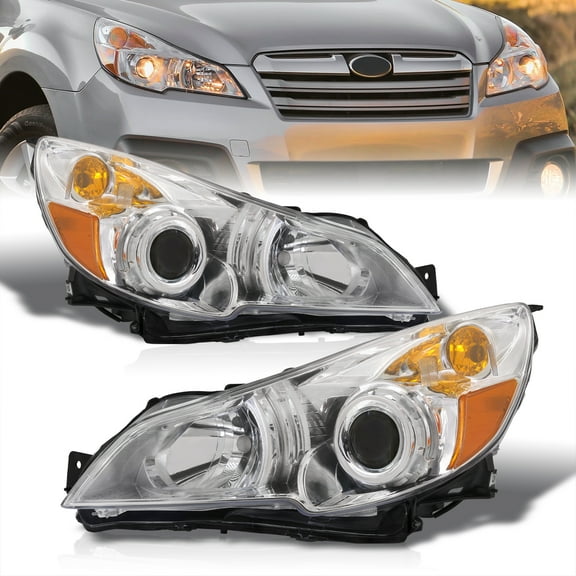 AJP Distributors Chrome Amber Corner Signal Headlight Headlamp Head Light Lamps Assembly Driver Passenger LH RH Compatible/Replacement For Subaru Legacy Outback 2010 2011 2012 2013 2014 10 11 12 13 14