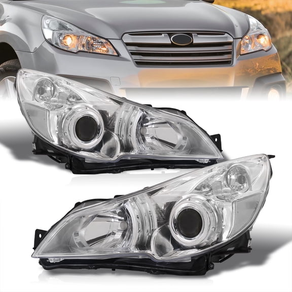 AJP Distributors Chrome Clear Corner Signal Headlight Headlamp Head Light Lamps Assembly Driver Passenger LH RH Compatible/Replacement For Subaru Legacy Outback 2010 2011 2012 2013 2014 10 11 12 13 14