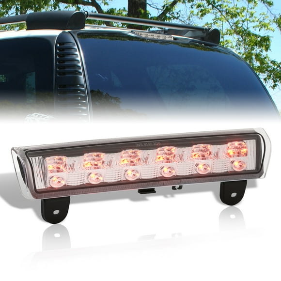 AJP Distributors Chrome Clear LED Third 3RD Brake Stop Lights Tail Lamps Compatible/Replacement For Chevy Tahoe Suburban GMC Yukon XL 1500 2500 2000 2001 2002 2003 2004 2005 2006 00 01 02 03 04 05 06