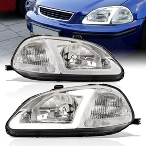 AJP Distributors Chrome Housing Clear Lens Corner LED DRL Driving Headlights Bumper Turn Signal Lamps Assembly Left+Right Compatible/Replacement For Honda Civic EK EJ EM JDM EX LX DX Si 1996 1997 1998