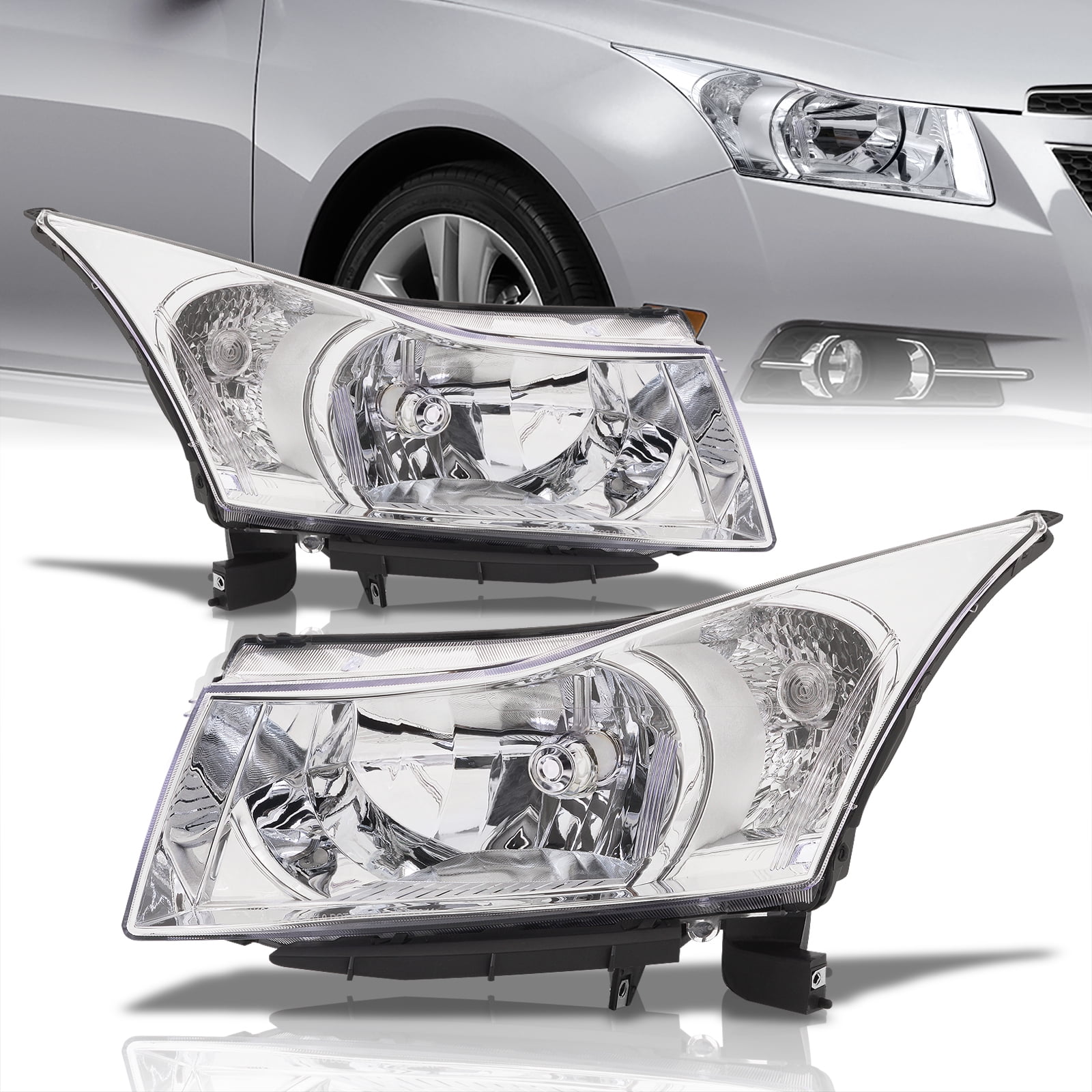 AJP Distributors Chrome Housing Clear Lens Reflector Driving Headlights ...