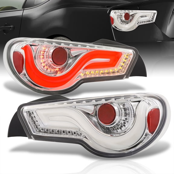 AJP Distributors Chrome Housing Clear Lens Sequential LED Signal Driving Tail Lights Brake Lamps Assembly Compatible/Replacement For Subaru BRZ Toyota 86 FR-S 2013 2014 2015 2016 2017 2018 2019 2020