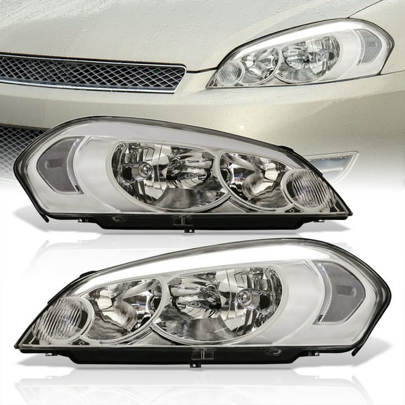 AJP Distributors Chrome Housing LED DRL Driving Head Lights Bumper Signal Lamps Set Compatible/Replacement For Chevrolet Impala Chevy Monte Carlo 2006 2007 2008 2009 2010 2011 2012 2013 2014 2015 2016