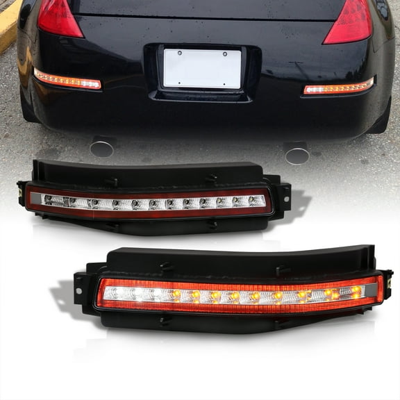 AJP Distributors Clear All-in-One Sequential LED Rear Brake Reverse Running Signal Fog Lights Lamps Compatible/Replacement For Nissan 350Z Z33 2003 2004 2005 2006 2007 2008 2009 03 04 05 06 07 08 09