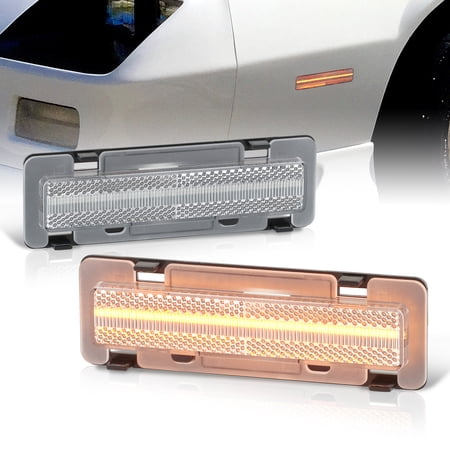 AJP Distributors Clear Amber LED Side Markers Front Fender Lights Signal Lamps Compatible/Replacement For Chevrolet Chevy Camaro Pontiac Firebird 1982 1983 1984 1985 1986 1987 1988 1989 1990 1991 1992