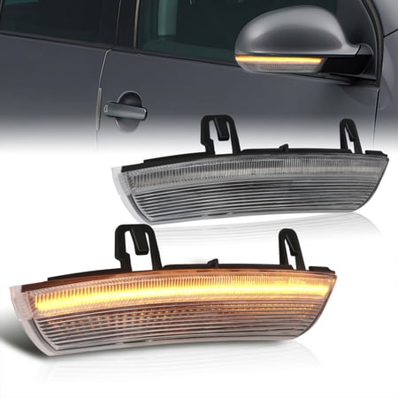 AJP Distributors Clear Amber Sequential LED Side Mirror Turn Signal Lights Lamps Assembly Compatible/Replacement For Volkswagen VW Golf GTI Rabbit R32 MK5 Jetta Passat B6 Eos 04 05 06 07 08 09 10 11