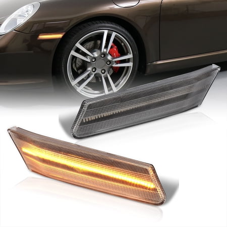 AJP Distributors Clear LED Fender Side Markers Lights Turn Signal Lamps Assembly Pair Compatible/Replacement For Porsche 911 Carrera 997 Boxster 987 Cayman 987C 2005 2006 2007 2008 2009 2010 2011 2012