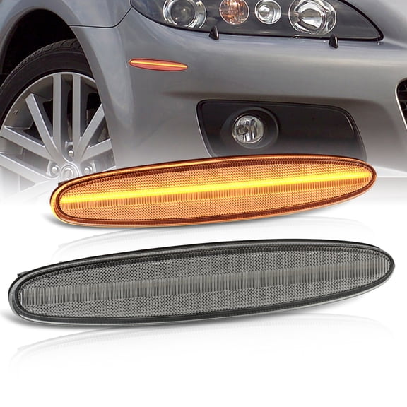 AJP Distributors Clear Len Amber LED Side Markers Front Driving Parking Reflector Bumper Light Turn Signal Lamp Assembly Pair Compatible/Replacement For Mazda 6 2009 2010 2011 2012 2013 09 10 11 12 13