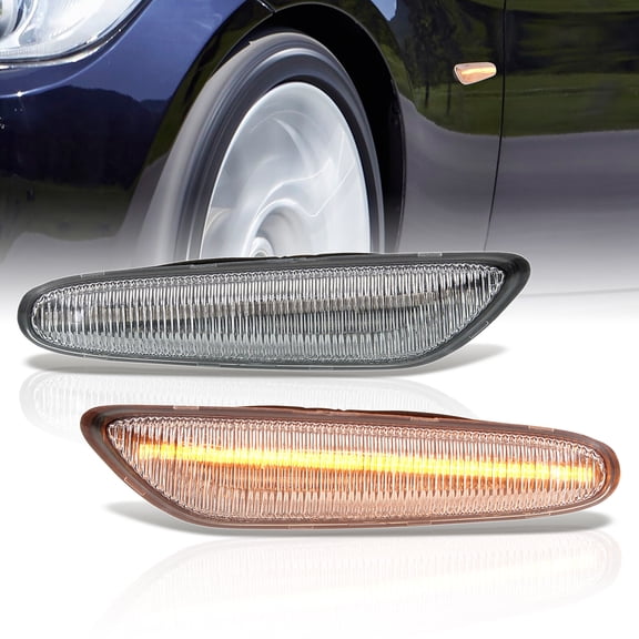 AJP Distributors Clear Lens Amber Sequential LED Front Fender Side Marker Lights Turn Signal Indicator Lamps Compatible/Replacement For BMW E82 E88 E90 E91 E92 E93 E46 E60 E61 M5 E83 X3 1 3 5 Series