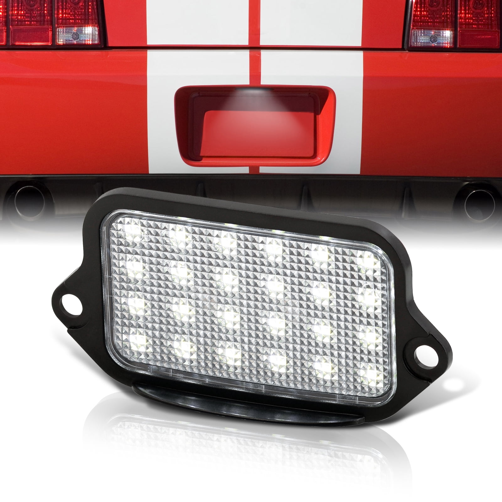 AJP Distributors Clear Lens Bright White SMD LED Rear Bumper License Plate Light Tag Lamp Bulb Assembly Upgrade Compatible/Replacement For Ford Mustang S197 GT 2005 2006 2007 2008 2009 05 06 07 08 09