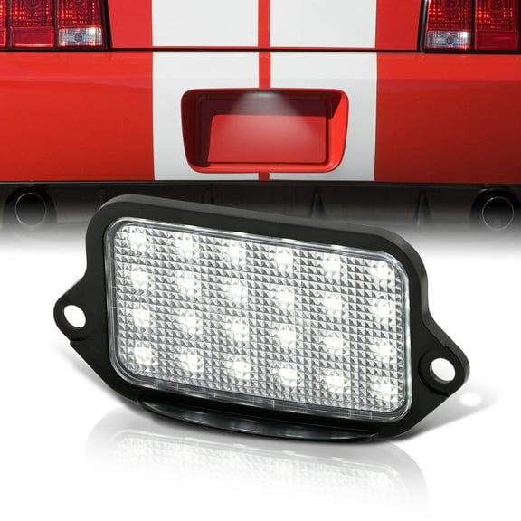 AJP Distributors Clear Lens Bright White SMD LED Rear Bumper License Plate Light Tag Lamp Bulb Assembly Upgrade Compatible/Replacement For Ford Mustang S197 GT 2005 2006 2007 2008 2009 05 06 07 08 09