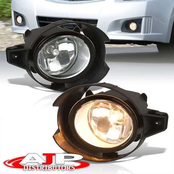 AJP Distributors Clear Lens JDM Front Driving Fog Lights Bumper Lamps Pair LH RH Assembly w/ Bulbs Switch Relay Wiring Harness Kit Compatible/Replacement For Nissan Sentra B16 2007 2008 2009 07 08 09