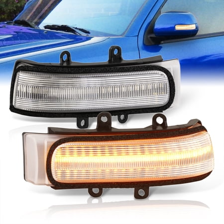 AJP Distributors Clear Sequential LED Side Mirror Turn Signal Lights Compatible/Replacement For Toyota 4Runner Highlander RAV4 Sienna Tacoma 2009 2010 2011 2012 2013 2014 2015 2016 2017 2018 2019 2020