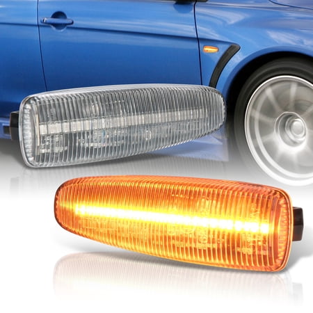 AJP Distributors Clear Sequential LED Signal Fender Side Markers Lights Lamps Pair Compatible/Replacement For Lancer Evolution EVO 10 X / Mirage / Outlander 07 08 09 10 11 12 13 14 15 16 17 18 19 20