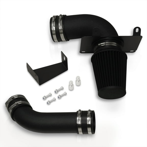 AJP Distributors Cold Air Intake CAI Induction Cooling System Aluminum Piping Black + Heat Shield Filter Compatible/Replacement For Ford Mustang LX GT 5.0L V8 1989 1990 1991 1992 1993 89 90 91 92 93