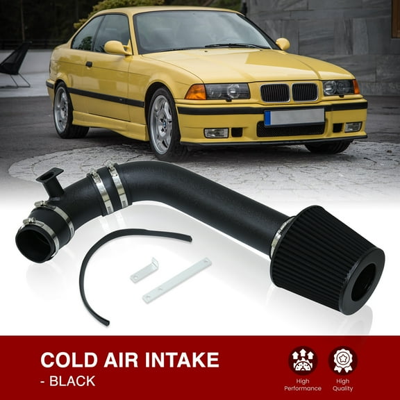 AJP Distributors Cold Air Intake CAI Induction System Black Aluminum Pipe + Filter Compatible/Replacement For BMW E36 3-Series 325i 328i M3 I6 1992 1993 1994 1995 1996 1997 1998 92 93 94 95 96 97 98