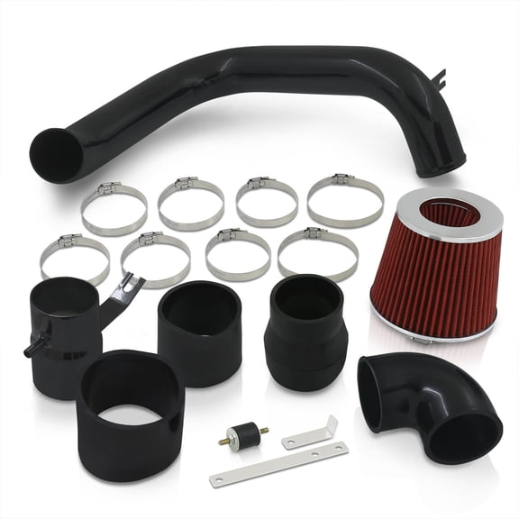 AJP Distributors Cold Air Intake CAI JDM Induction System Black Aluminum Piping + Filter Compatible/Replacement For Mitsubishi Lancer ES LS OZ 2.0L l4 Manual Trans M/T 2002 2003 2004 2005 02 03 04 05