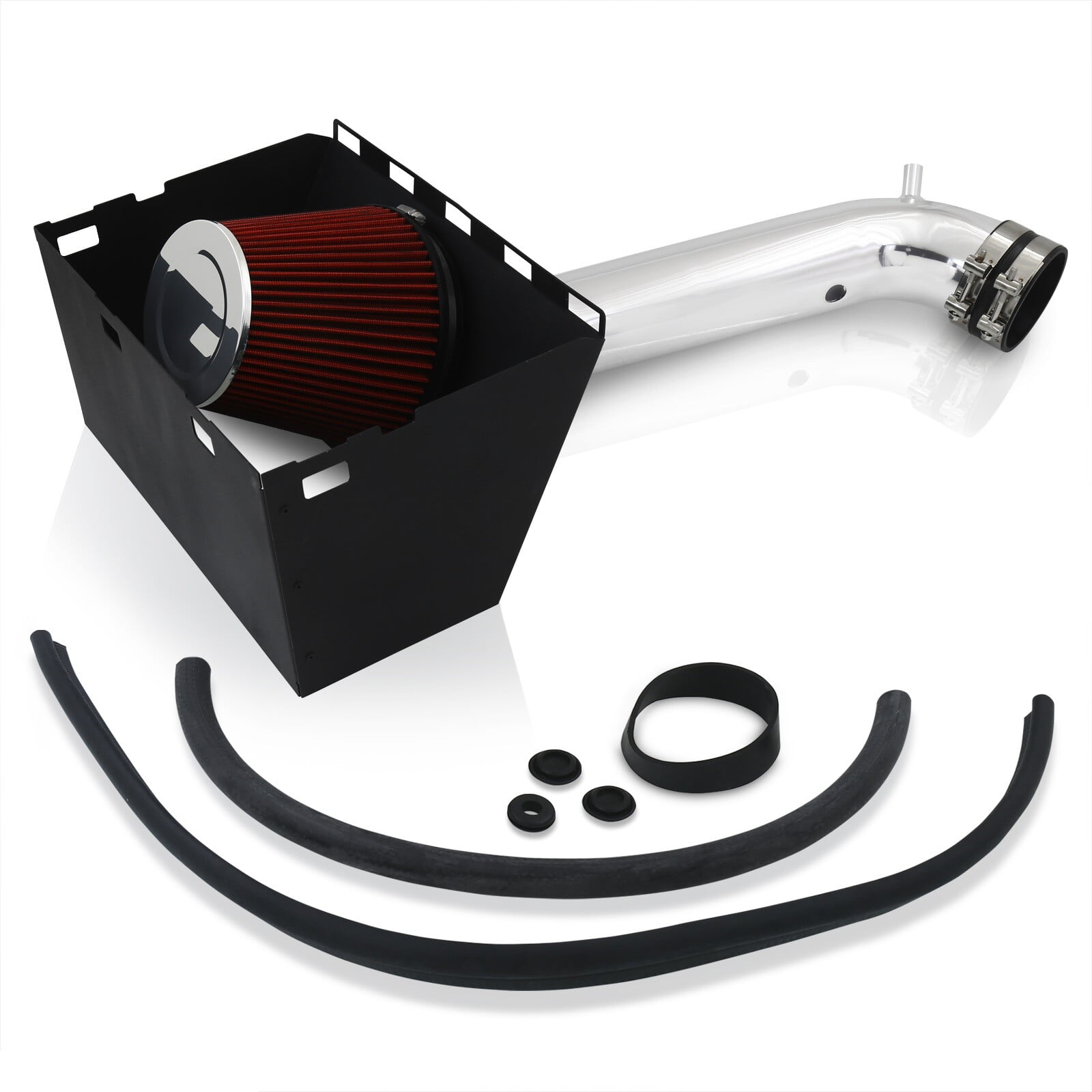 AJP Distributors Cold Air Intake Induction System Polish Aluminum Pipe Heat Shield Compatible/Replacement For Dodge Ram 1500 2500 3500 4.7L 5.7L 2002 2003 2004 2005 2006 2007 2008 02 03 04 05 06 07 08