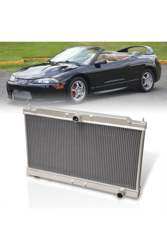 Dual Core 2-Row Engine Cooling Full Aluminum Coolant Radiator Compatible/Replacement For Mitsubishi Eclipse 2G DSM / Eagle Talon M/T 4G63T JDM 1995 1996 1997 1998 1999 95 96 97 98 99