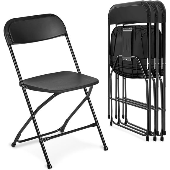 AJP Distributors Folding Chair,Comfortable Event Chair with Back,Portable Stackable  Seat for Indoor and Outdoor,Office,Wedding,Party,Picnic,Kitchen Dining,Patio&Garden(Black,4 Pack 650 lb)