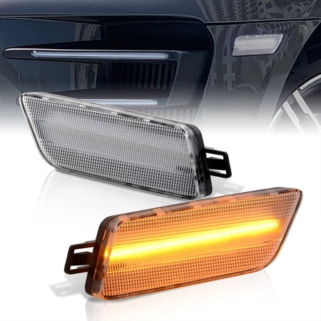 AJP Distributors Front Bumper Amber LED Clear Lens Driving Signal Parking Side Markers Lights Assembly Lamps LH+RH Pair Compatible/Replacement For Porsche Macan 2015 2016 2017 2018 2019 2020 2021 2022