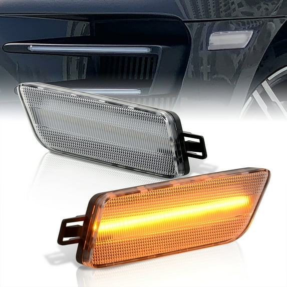 AJP Distributors Front Bumper Amber LED Clear Lens Driving Signal Parking Side Markers Lights Assembly Lamps LH+RH Pair Compatible/Replacement For Porsche Macan 2015 2016 2017 2018 2019 2020 2021 2022