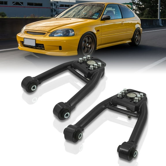AJP Distributors Front Upper Adjustable Tubular Steel Control Arm Camber Kit Black Compatible/Replacement For Honda Civic EJ6 EJ7 EJ8 EM1 EK1 EK2 EK3 EK4 EK9 1996 1997 1998 1999 2000 96 97 98 99 00