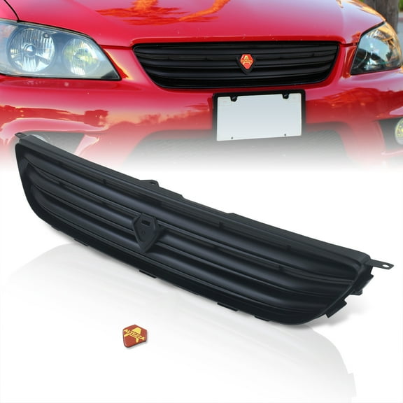 AJP Distributors Front Upper Bumper Hood Altezza Grill Grille ABS Cover Black JDM VIP Emblem Compatible/Replacement For Lexus IS300 IS200 XE10 GXE10 JCE10 SXE10 2001 2002 2003 2004 2005 01 02 03 04 05