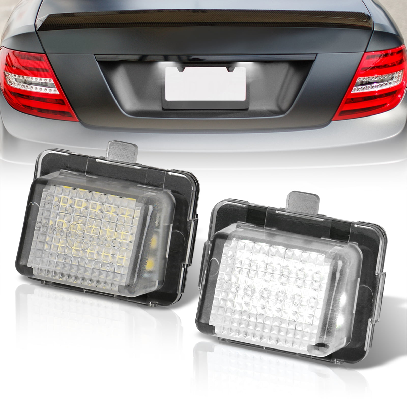 AJP Distributors Full LED License Plate Lights Bumper Lamps Tag Assembly Set Compatible/Replacement For Mercedes Benz C E S CL SL CLA CLS Class C63 E63 AMG W204 W205 C216 W218 C117 W212 W213 W221 W222