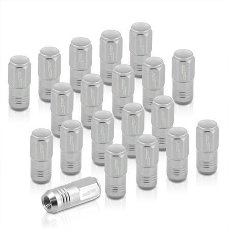 AJP Distributors God Snow JDM VIP Universal M12x1.25MM Thread Pitch Billet Aluminum 52mm Security Closed Ended 3 Stripe Ribbed M12x1.25 Lug Nuts Aftermarket Wheels Rims 20-Piece Set Anodized Silver