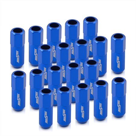 AJP Distributors God Snow JDM VIP Universal M12x1.25MM Thread Pitch Open Ended Billet Aluminum 60MM Extended Lug Nuts Performance Aftermarket Tuner Wheels Rims 20-Piece Set Upgrade Kit Anodized Blue