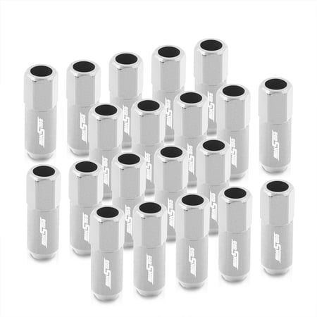 AJP Distributors God Snow JDM VIP Universal M12x1.25MM Thread Pitch Open Ended Billet Aluminum 60MM Extended Lug Nuts Performance Aftermarket Tuner Wheels Rims 20-Piece Set Upgrade Kit Anodized Silver