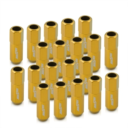 AJP Distributors God Snow JDM VIP Universal M12x1.25MM Thread Pitch Open Ended Billet Aluminum 60MM Extended Lug Nuts Performance Aftermarket Tuner Wheels Rims 20-Piece Set Upgrade Kit Anodized Gold