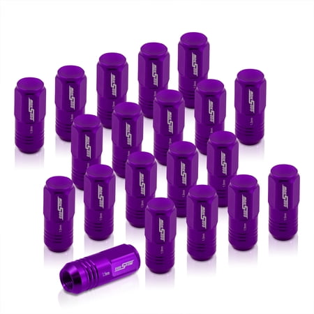 AJP Distributors God Snow JDM VIP Universal M12x1.5MM Thread Pitch Billet Aluminum 52mm Security Closed Ended 3 Stripe Ribbed M12x1.25 Lug Nuts Aftermarket Wheels Rims 20-Piece Set Anodized Purple