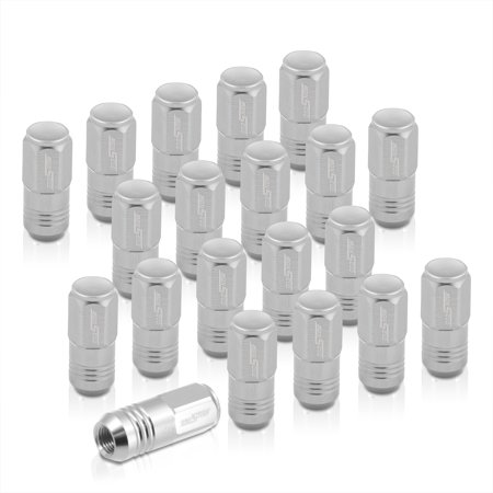 AJP Distributors God Snow JDM VIP Universal M12x1.5MM Thread Pitch Billet Aluminum 52mm Security Closed Ended 3 Stripe Ribbed M12x1.25 Lug Nuts Aftermarket Wheels Rims 20-Piece Set Kit Anodized Silver
