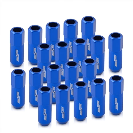 AJP Distributors God Snow JDM VIP Universal M12x1.5MM Thread Pitch Open Ended Billet Aluminum 60MM Extended Lug Nuts Performance Aftermarket Tuner Wheels Rims 20-Piece Set Upgrade Kit Anodized Blue