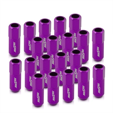 AJP Distributors God Snow JDM VIP Universal M12x1.5MM Thread Pitch Open Ended Billet Aluminum 60MM Extended Lug Nuts Performance Aftermarket Tuner Wheels Rims 20-Piece Set Upgrade Kit Anodized Purple