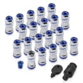 thumbnail image 1 of AJP Distributors Godsnow JDM Universal Open Ended Lug Nuts M12 X 1.25MM Thread Pitch Performance Aftermarket Tuner Wheels Rims 20-Pieces Set + Locking Keys Forged Steel Anodized Chrome Body Blue Trim, 1 of 4