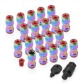 thumbnail image 1 of AJP Distributors Godsnow JDM Universal Open Ended Lug Nuts M12 X 1.5MM Thread Pitch Tuner Wheels Rims 20-Pieces Set + Locking Keys Kit Forged Steel Anodized Neo Chrome Body Red Trim, 1 of 3