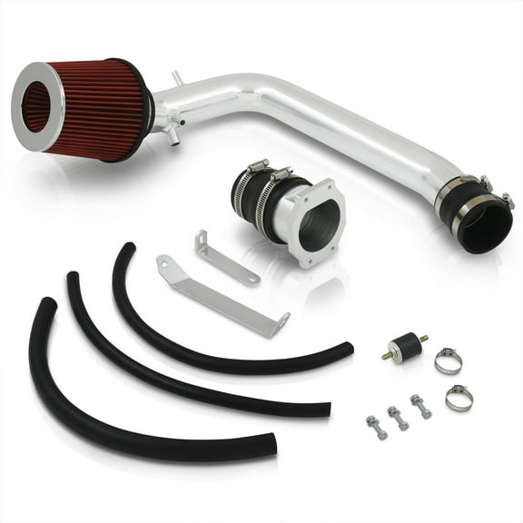 AJP Distributors JDM Cold Air Intake CAI Induction System Polished Aluminum Piping + Filter Compatible/Replacement For Nissan 240SX S14 Silvia 2.4L DOHC KA24DE Engine 1995 1996 1997 1998 95 96 97 98
