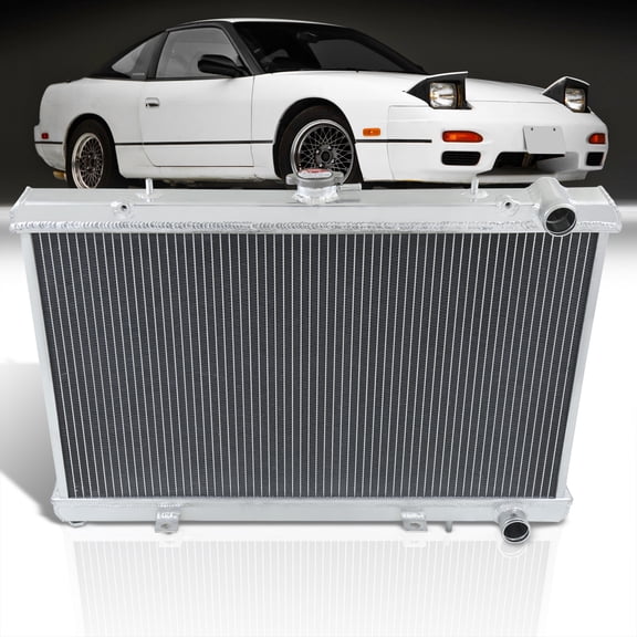AJP Distributors JDM Dual Core 2 Row Aluminum Radiator Compatible/Replacement For Nissan 240SX S13 Silvia KA24DE CA18DET RB20DET Manual M/T Turbo 1989 1990 1991 1992 1993 1994 89 90 91 92 93 94