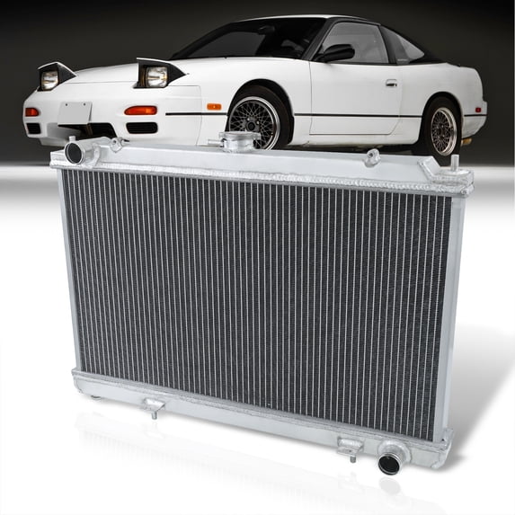 AJP Distributors JDM Dual Core 2 Row Full Aluminum Radiator Compatible/Replacement For Nissan 240SX S13 S14 Silvia SR20DET Engine Swap M/T Manual 1989 1990 1991 1992 1993 1994 89 90 91 92 93 94